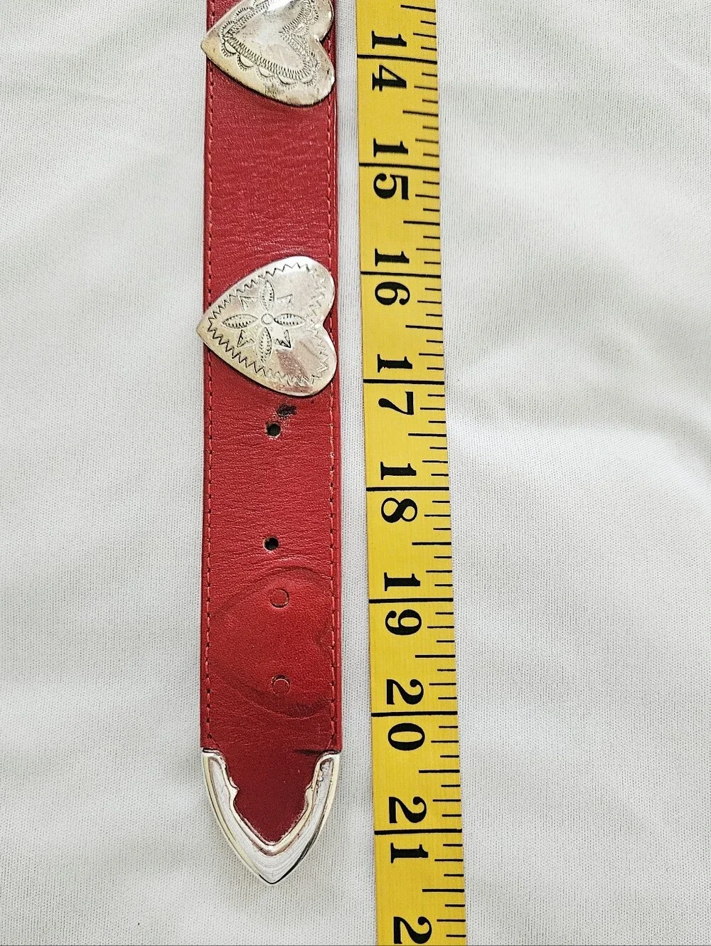 Brighton Red Leather Heart Studded Dog Collar Silver Plated Small 21
